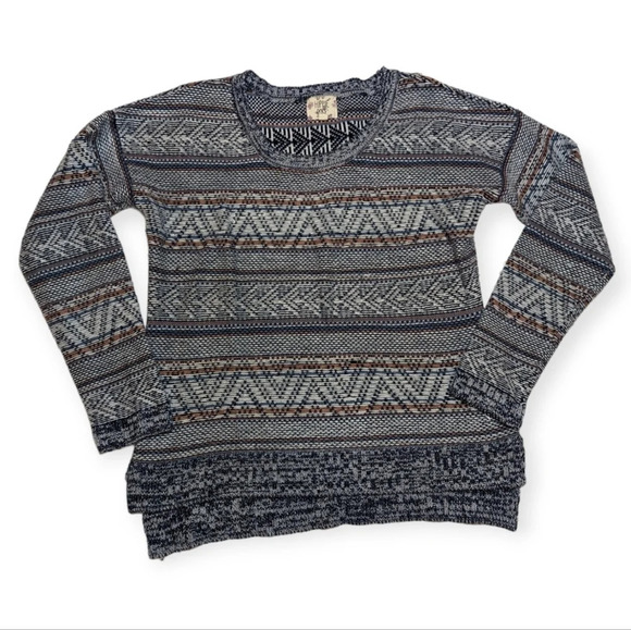 Hippie Rose Blue Brown Aztec Woven Knit Sweater Woman's XL - Picture 2 of 10